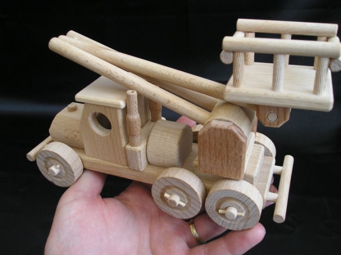Samochód drewniany dźwig Drewniane zabawki, samoloty