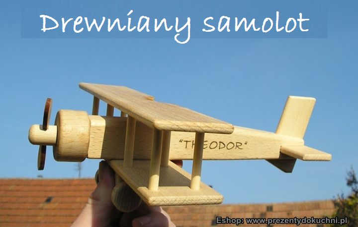 Zabawka drewniany samolot dwupłatowiec