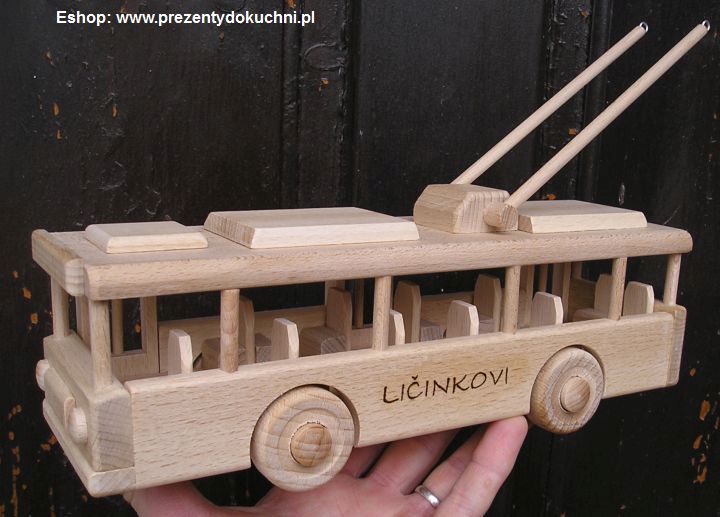 Sklep na trolejbus, drewniana zabawka