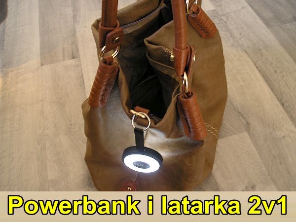USB latarka z powerbankiem do toreb damskich