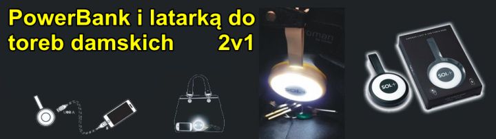 PowerBank USB i latarką do toreb damskich 2v1