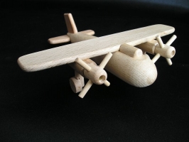 Drewniany samolot, 2x obracające śmigła, zabawka