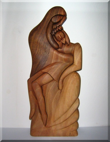 Pobożność, Bóg, Jezus i Maria Rzeźba figury z drewna 