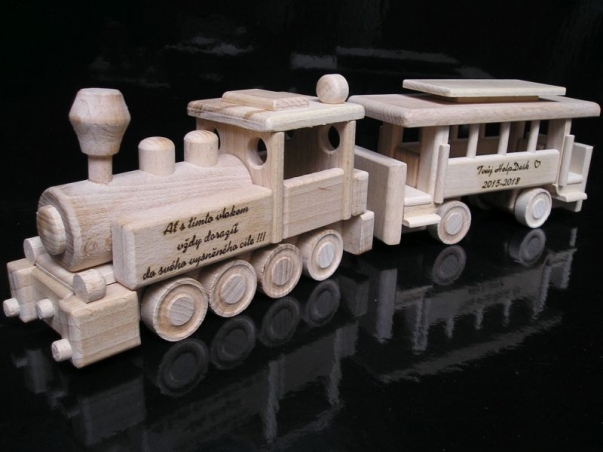Lokomotywa i wagon pasażerski, zabawka