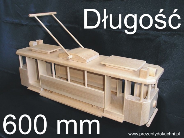 Wielki historyczny tramwaj, zabawka z drewnia.