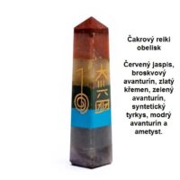 Obelisk Reiki z symbolami Usui z kamieni 7 czakr