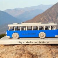 Niebieski drewniany autobus RTO – prezent dla kierowcy, taty i kolekcjonera retro
